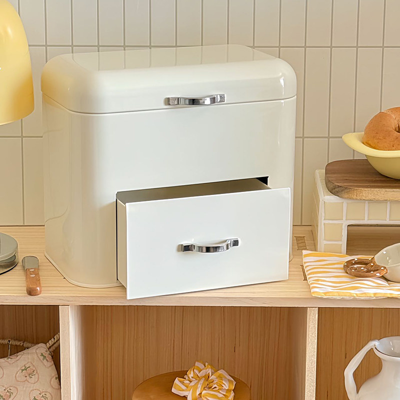 Food Snacks With Iron - Mobiletto Contenitore in Ferro Stile Crema